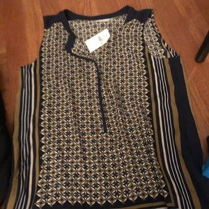 Loft blue and green printed blouse new with tags